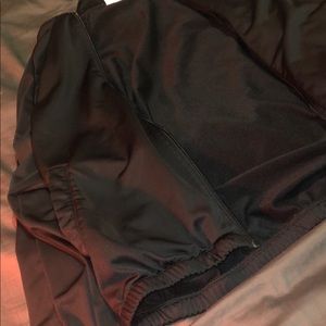 black jacket striped sleeves